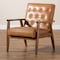 Baxton Studio Sorrento Mid-Century Modern Tan Faux Leather and Walnut Brown Finished Wood Lounge Chair 175-10977-Zoro - alternate 9